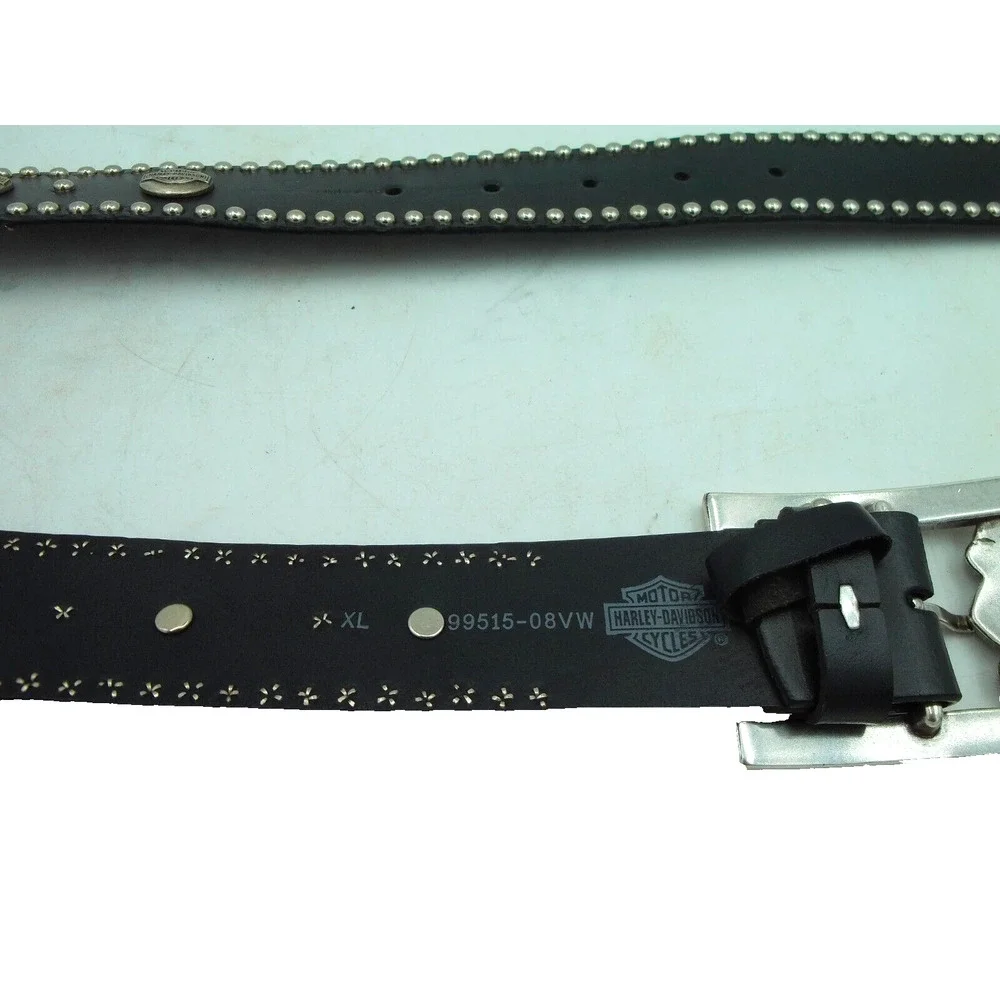 2007‎ Harley Davidson Studded Black Leather Belt with Buckle- XL 38